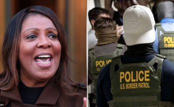 Split image showing a woman with brown hair wearing a brown coat on the left, and