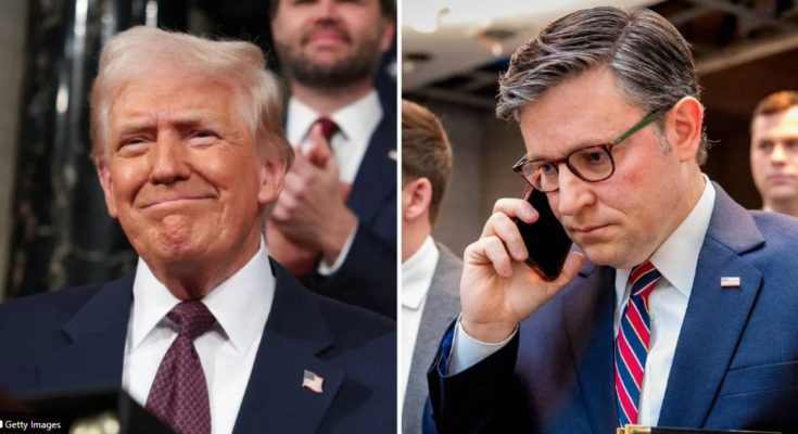 Former President Trump speaking at podium with inset image