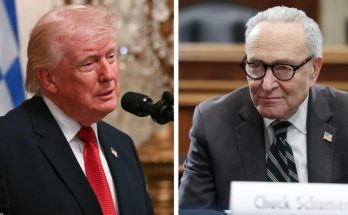 Donald Trump and Chuck Schumer in separate political setting