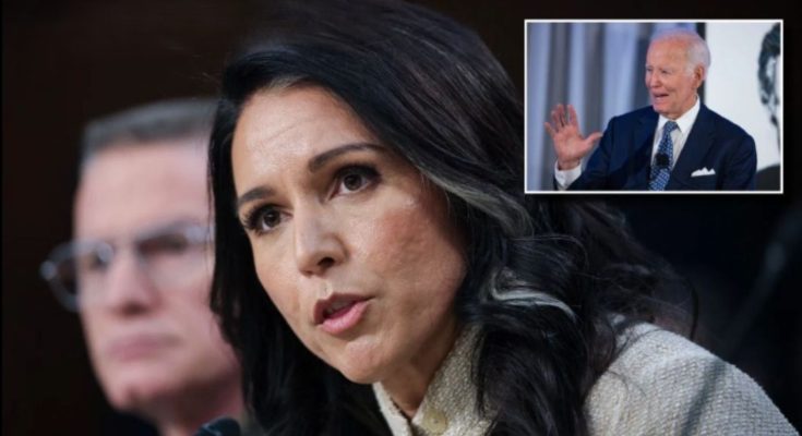 Woman speaking at press conference with warning sign