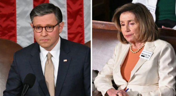 Mike Johnson and Nancy Pelosi
