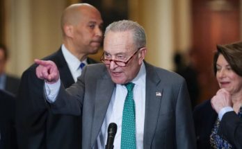 Chuck Schumer points while speaking