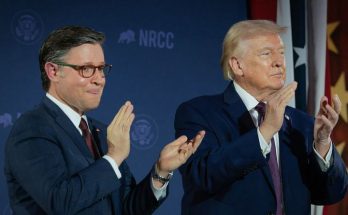 Trump and Mike Johnson clapping