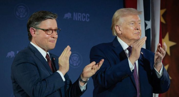 Trump and Mike Johnson clapping