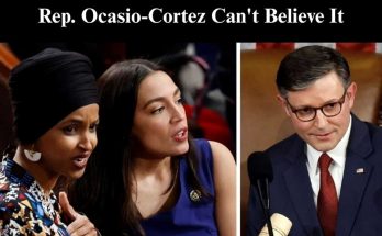 split image showing Rep. Ilhan Omar and Rep. Alexandria Ocasio-Cortez together on left