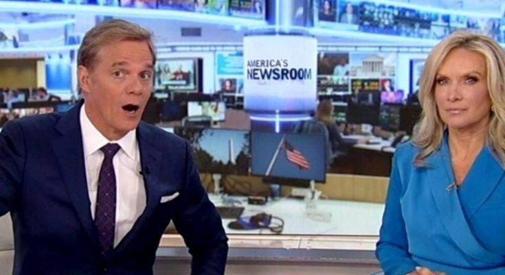 fox News anchors Bill Hemmer and Dana Perino react during a live broadcast of America's