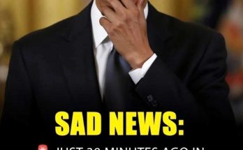 barack Obama wiping tears from his eyes with headline text reading Sad News in yellow