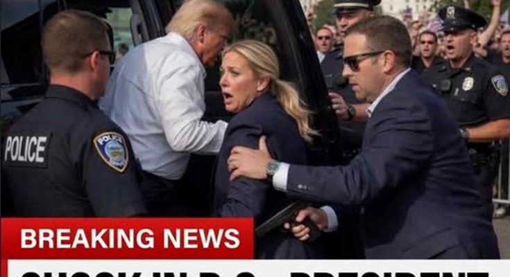 donald Trump being escorted into black SUV by Secret Service agents near U.S. Capitol