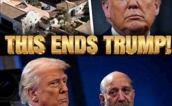 donald Trump appears in multiple frames alongside an aerial view of Mar-a-Lago, with bold